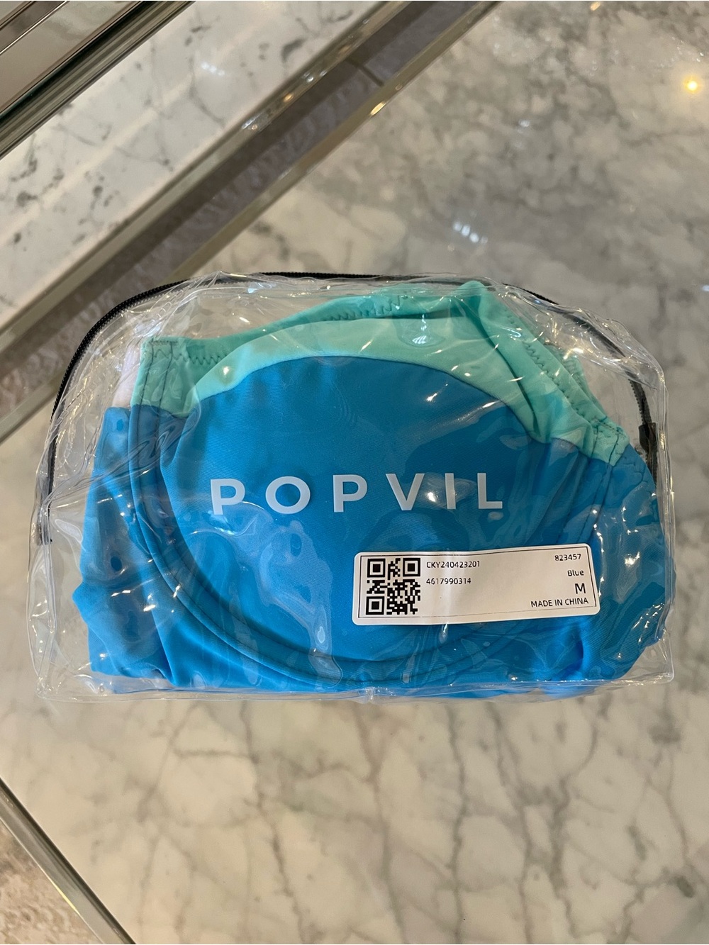 POPVIL Women's One-Piece Swimsuit in Aqua Blue